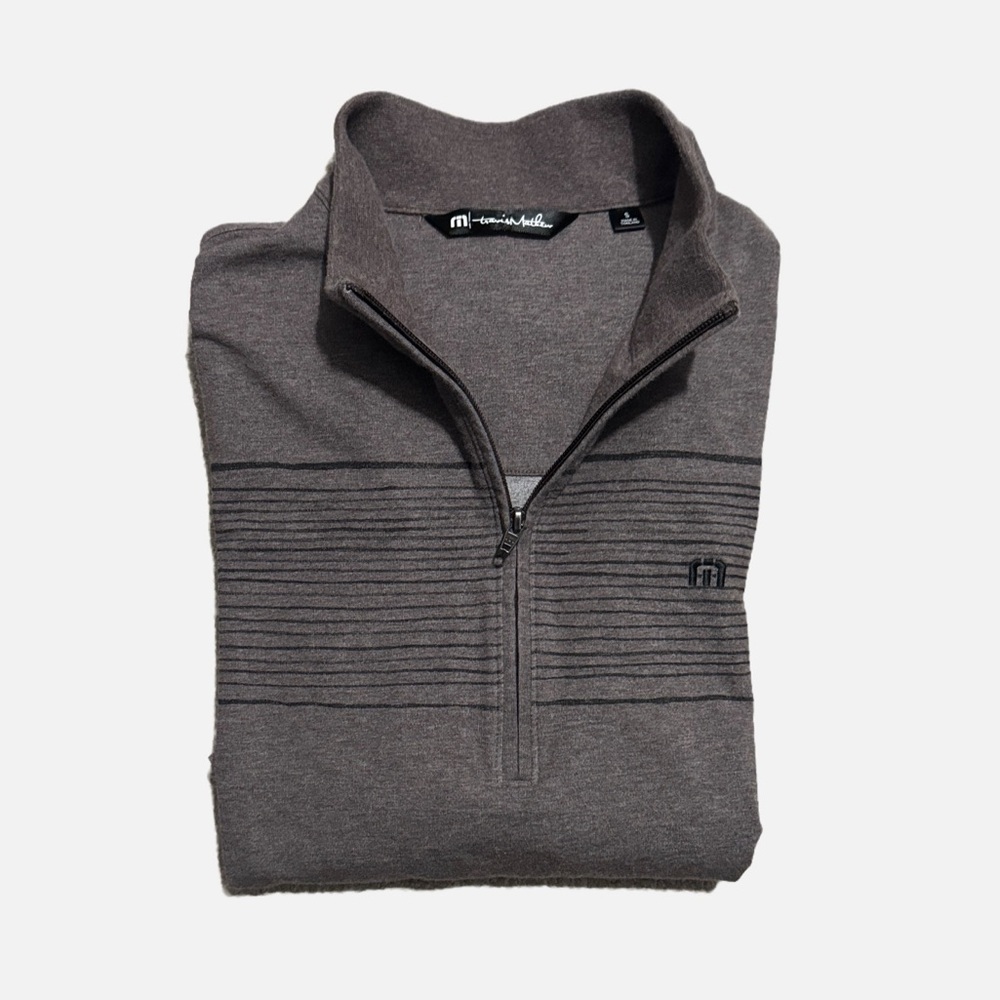 Travis Mathew Men's Size S Coffee Brown Smoke Signals 1/2 Zip Golf Sweatshirt - Picture 2 of 13